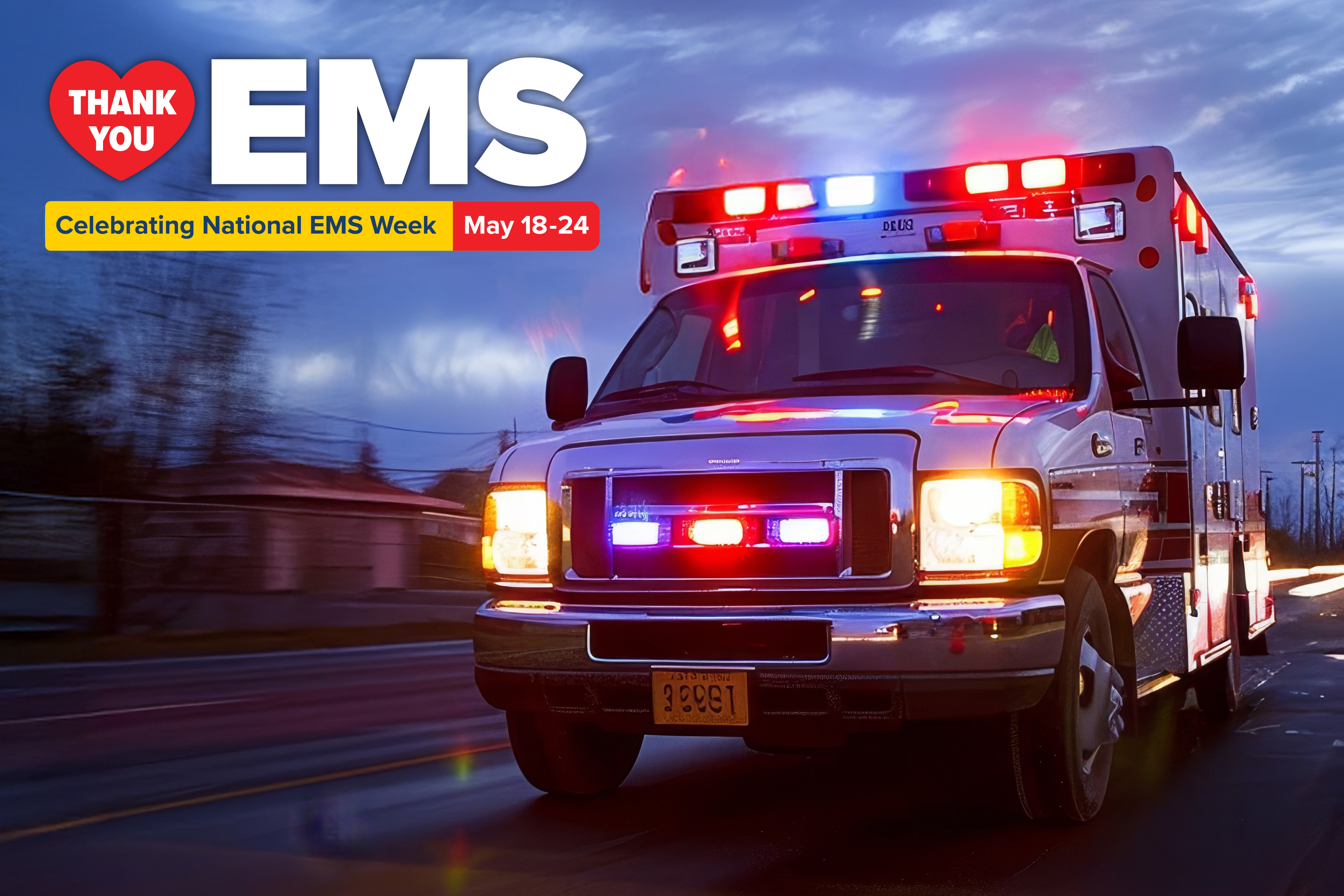 Image with a Thank You heart and ambulance