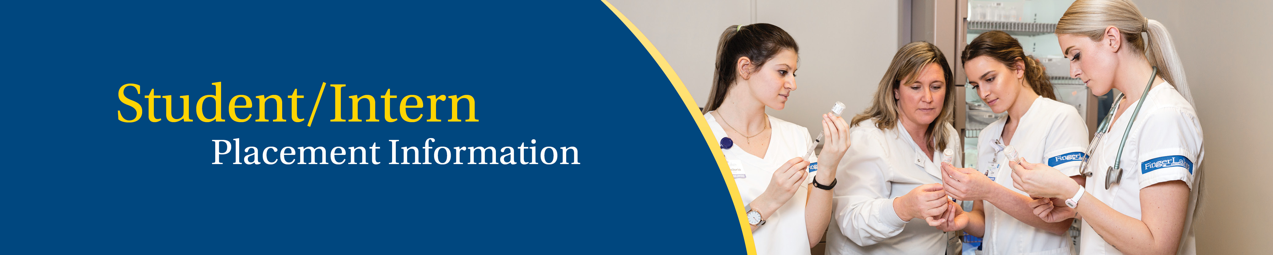 Student and Intern placement information. Photo fo Student nurses with instructor